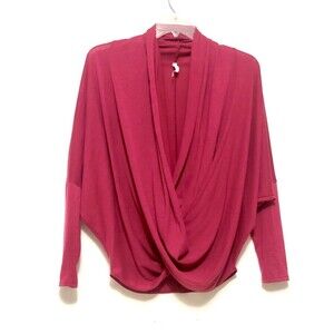 Bo Bel Draped Neckline Fuchsia Pink Blouse Shirt L Large Women’s Ladies Dress Up